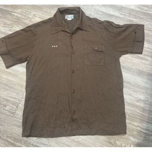 Men’s  BC ETHIC Lounge Smooth Fit Short Sleeve Shirt Vintage Brown Size Large